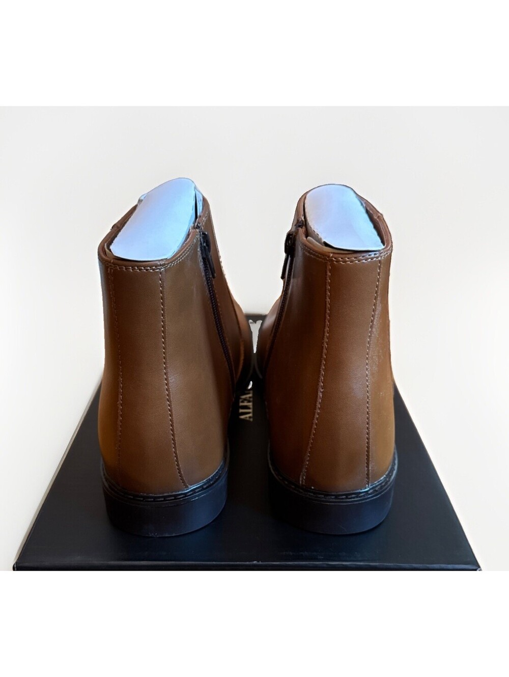 NEW Alfani Men's Brown Liam Ankle Boots Faux Leather Side Zip Size 12 M - Picture 5 of 6